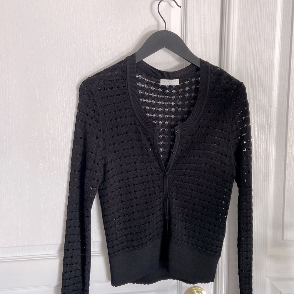 Sandro Paris Viana Noir Button Down Sweater